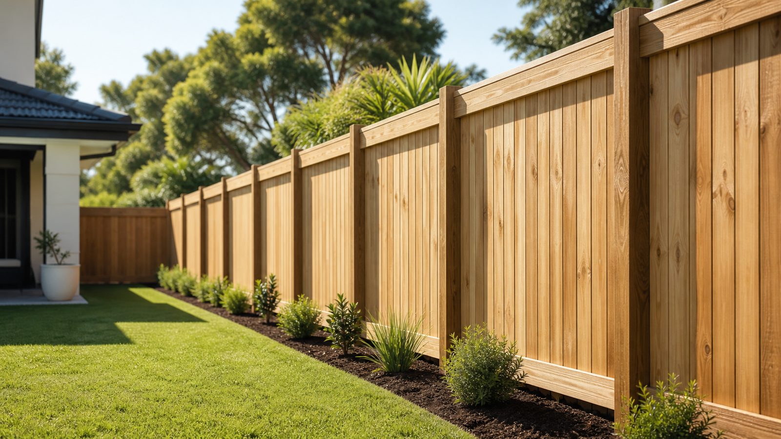 Completed Colorbond fence around an Australian backyard